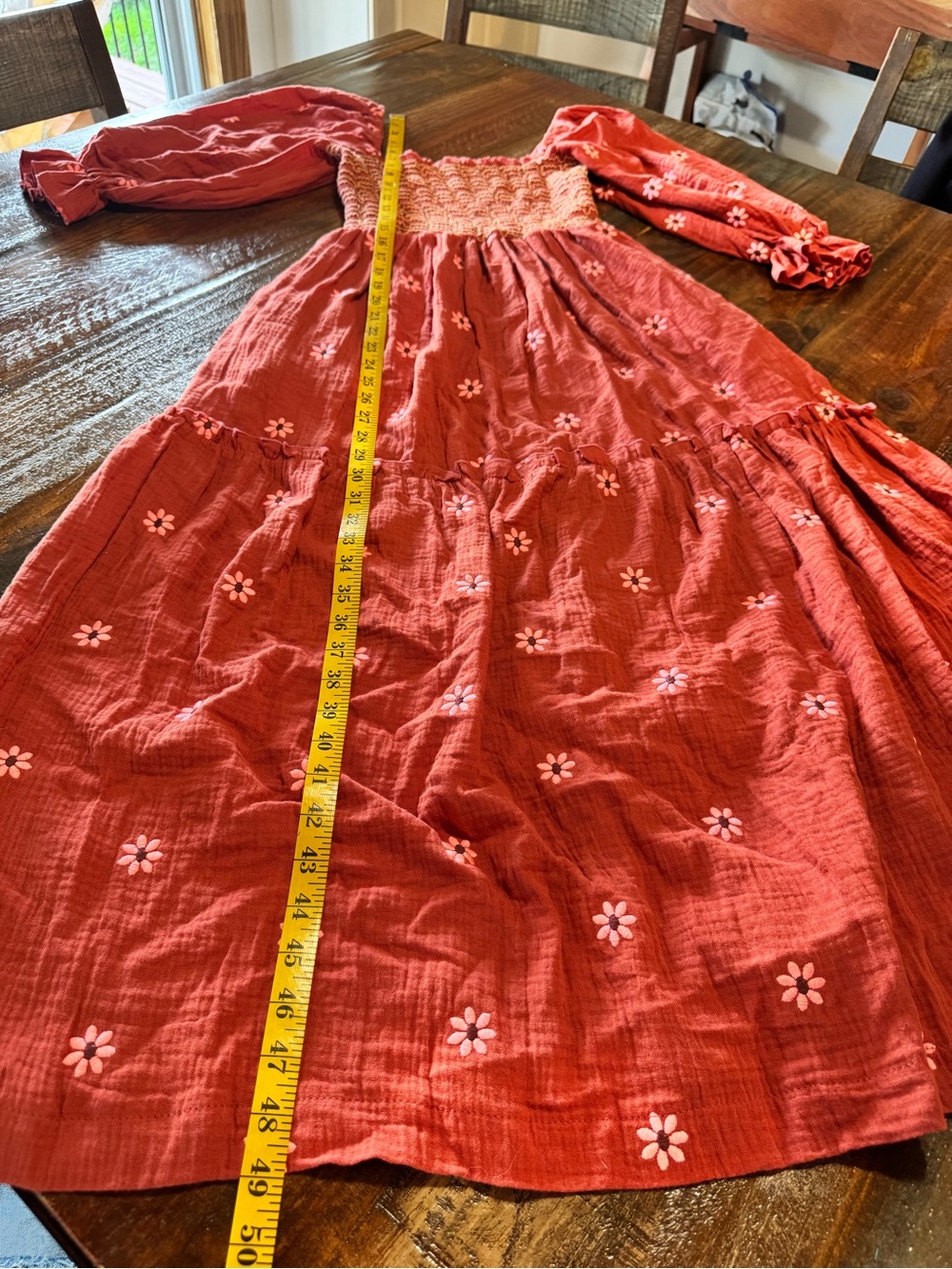 Women’s Rust Floral Smocked Maxi Dress - Picture 5 of 10